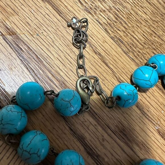 Genuine Gemstone Necklace Matching Earrings & Bracelet Turquoise - Picture 5 of 6